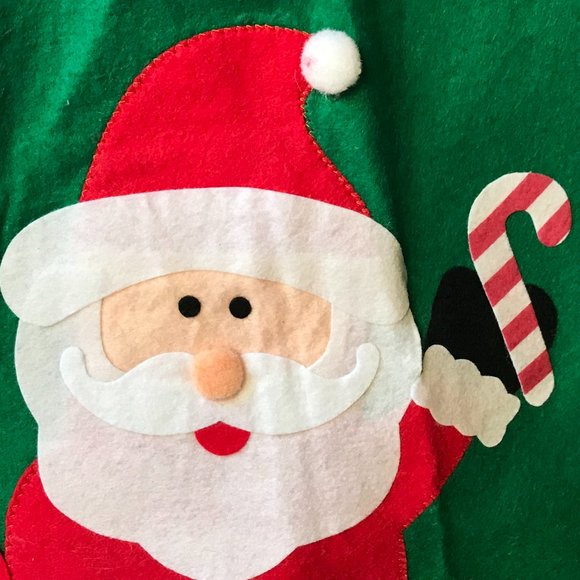 Vintage Christmas Tree Skirt Santa Chimney Felt Teddy Bear Candy Cane Snowflake - Picture 8 of 12